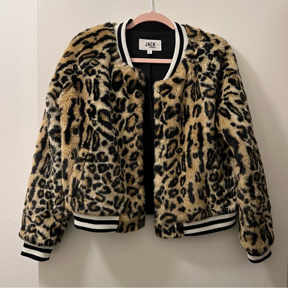 Jack by BB Dakota Furry Leopard Bomber Jacket